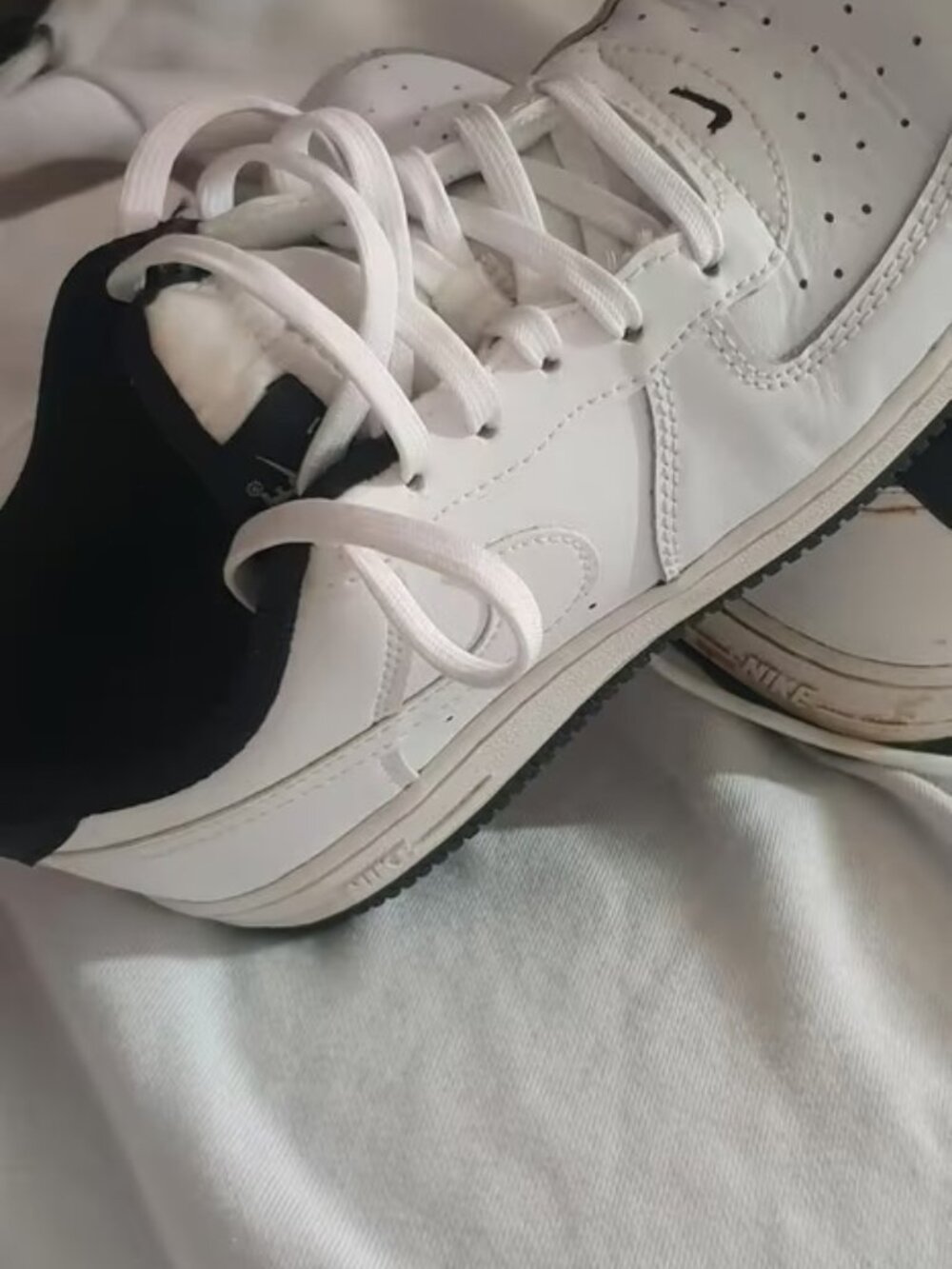 Nike Air Force 1 Sneakers — White with Black Swoosh, US Youth Size 3.5